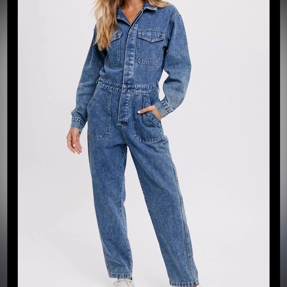 Free People Pants - H&M denim jean jumpsuit size 4 small